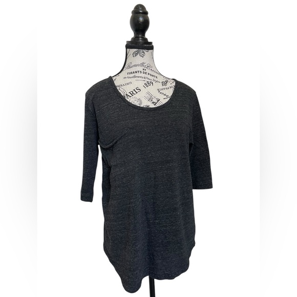 Nation Ltd Charcoal Gray Pocket Tee One Size Relaxed Fit Scoop Neck T-Shirt - Picture 1 of 5